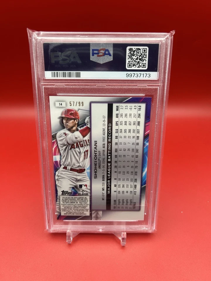 2022 Topps Cosmic Chrome - Shohei Ohtani Blue Moon Refractor /99 PSA GEM MT 10 - Image 2 of 2