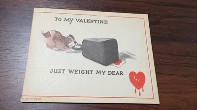 Vintage Lov-O-Gram Pop Up Valentine Card Weightlifting Dumbbell Die Cut