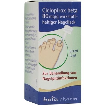 CICLOPIROX beta 80 mg/g wirkstoffhalt.Nagellack 3,3 ml PZN 16006163