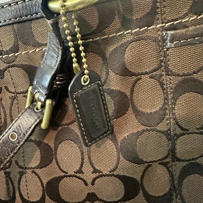Coach Signature Y2K VTG Gallery Tote Bag Women Brown Logo Canvas