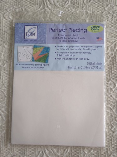June Tailor  Perfect Piecing Quilt Block Foundation Sheets 8.5"x11" 33 Pieces