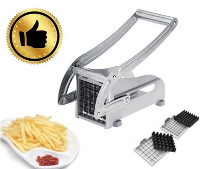 Potato Chipper & French Fry Cutter   2 Stainless Steel Blades Slicer Tool