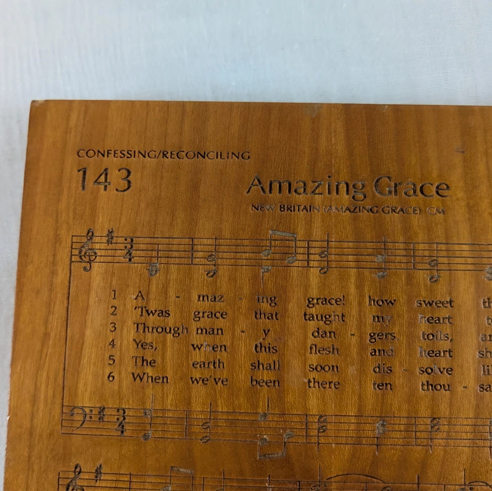 Amish Laser Wood Engraved Hymn Sheet Music Cherry Wood Song Amazing Grace Gift - Image 3 of 4