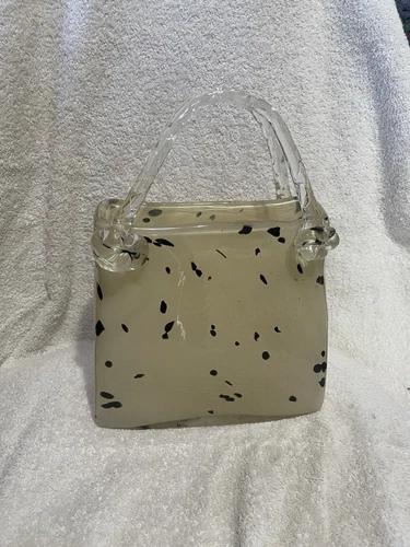 Large Vintage Hand Blown Glass Purse/Handbag Murano Style