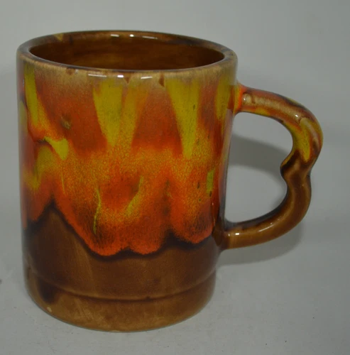 USA Pottery - Vintage Brown Drip Glaze Coffee Tea Mug Cup