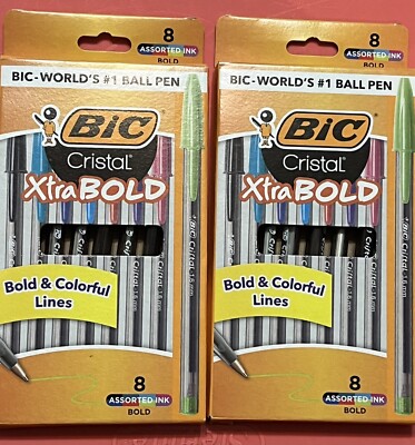 BIC Cristal Xtra Bold Ballpoint Pen, Bold Point Assorted Color 8 ct - 2 Packs