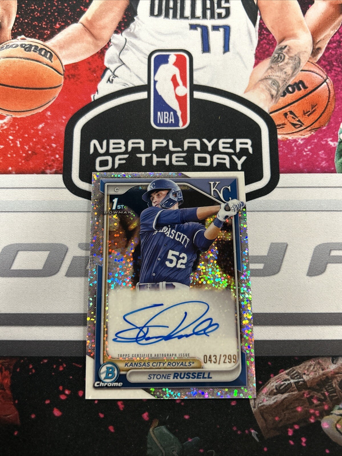 2024 Bowman Chrome Baseball Stone Russell 1st Chrome Speckle Auto /299