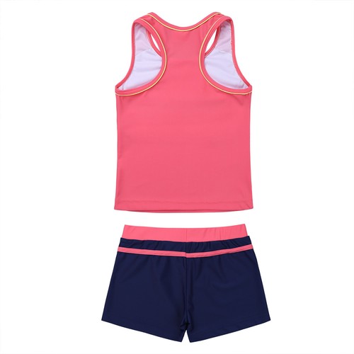 Girls Kids Summer One/Two Piece Swimwear Boyshort Tops Tankini Swimsuit Bathing - Picture 17 of 46