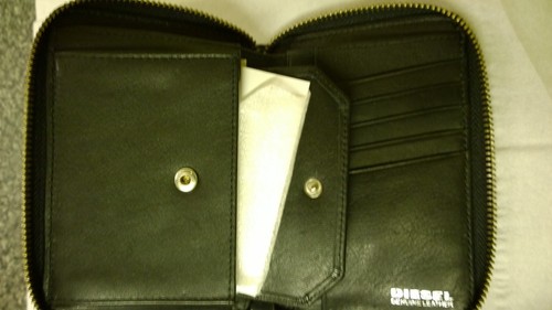 Purse,DIESEL,Navy Blue,Genuine Leather,Zip,Credit Cards,Coin Pocket,Women's - Picture 7 of 9