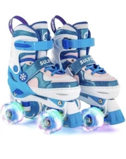 Sulifeel Snow 4 Size Adjustable Light up Roller Skates for Girls
