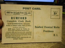 D2 RHODE ISLAND Old Postcard Providence Rumford Chemical Works Cookbook Handbook