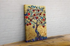 Red Apple Tree Gold Blue Abstract Canvas Wall Art Picture Print Klimt Style