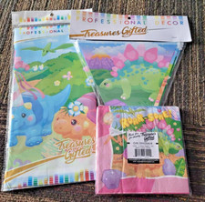 new girl DINOSAUR BIRTHDAY PARTY SUPPLIES LOT pennant banner napkins tablecloth