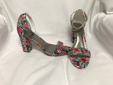 Worthington Beckwith ankle strap heel size 9 floral/stripes