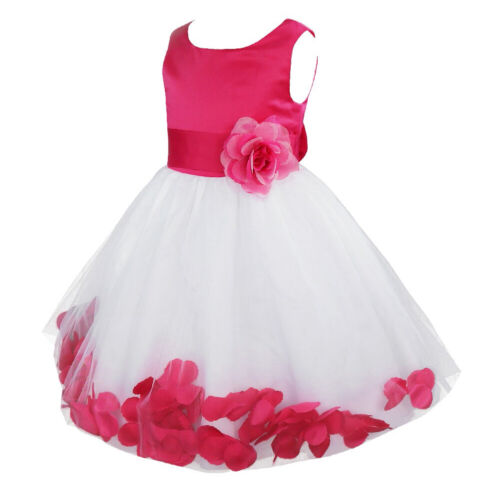 Kids Flower Girls Dress Bowknot Wedding Baptism Christening Tutu Dresses Gown - Picture 98 of 132