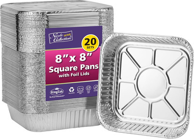 8X8 Aluminum Pans with Lids (20 Pack) 8 Inch Foil Pans with Covers - Cake Pans -