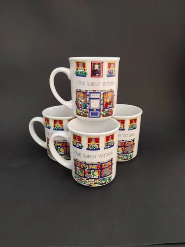 The Queen Victoria English Life Tea Coffee Mugs Cups Wade England Set of 4 Vtg