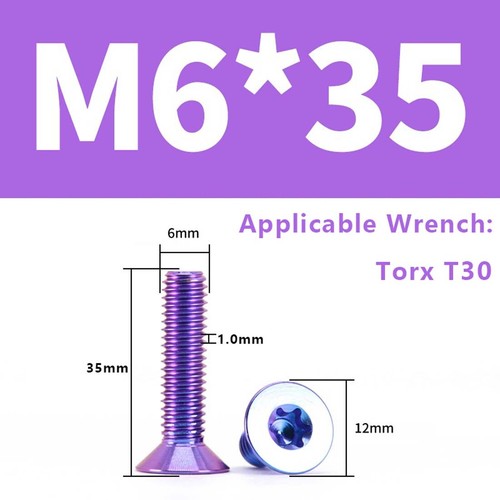 Titanium Bolt M4 M5 M6 Flat Head/Countersunk Socket Cap Screw Bicycle Motorcycle - Picture 32 of 99