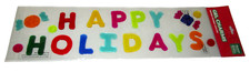 Christmas Gel Window Stick -Ons HAPPY HOLIDAYS  w/CHRISTMAS CANDY