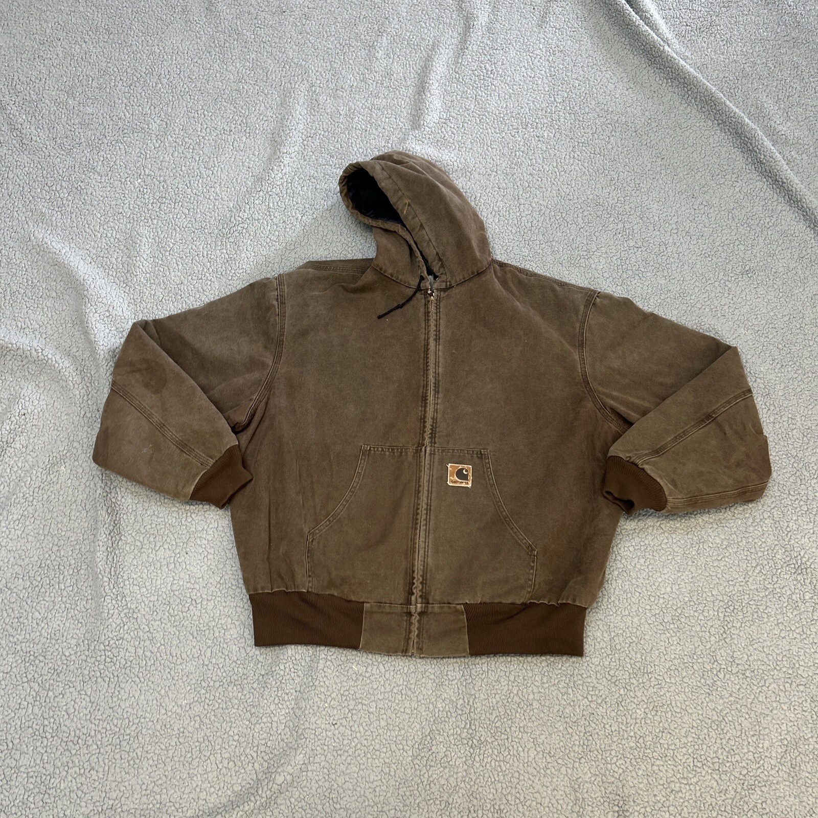 VTG Carhartt Jacket Men's 2XL Brown JQ282 Lined Made in USA Workwear Zip Canvas