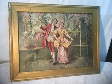 Vintage 1900s Litho print in frame in The Garden 21in x 17in