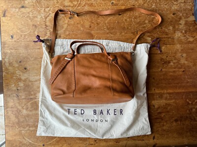TED BAKER TAN BROWN LEATHER CROSSBODY HANDBAG SHOULDER STRAP BAG UK