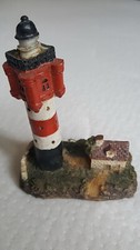 A935) Leuchtturm lighthouse tower Polyresin Modell Eisenbahn Aquarium 7x10cm rot