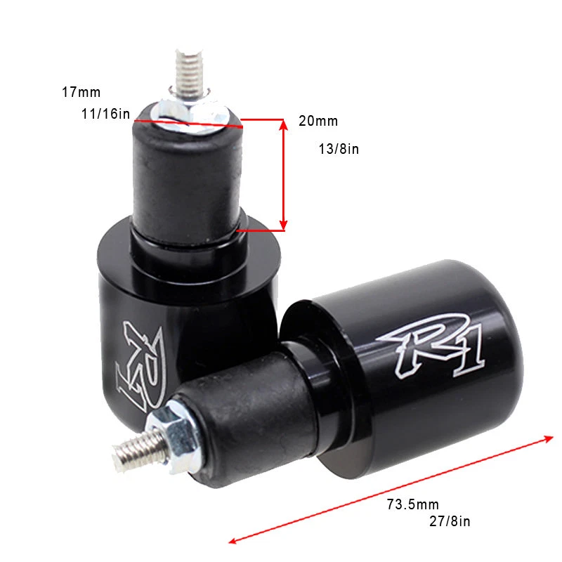 Para Yamaha YZF R1 1998 99-2016 CNC 7/8"" Manillar Barra Extremo Tapones Deslizante Negro Foto 4 de 4