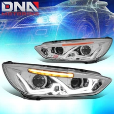 FOR 2015-2018 FORD FOCUS LED DRL+ TURN SIGNAL PROJECTOR HEADLIGHT CHROME AMBER