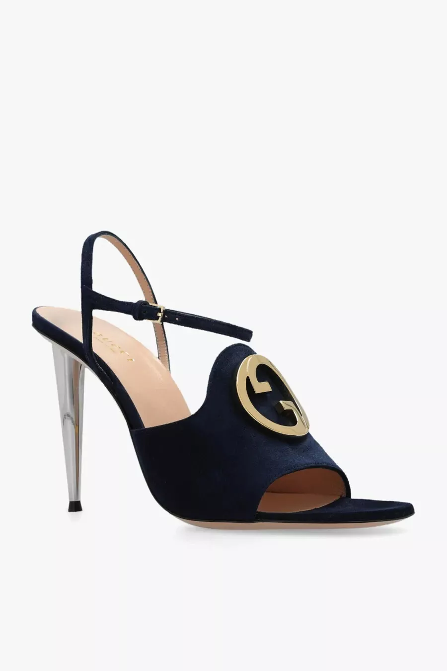 Gucci Blondie GG Slingback sandales en daim bleu marine talons femmes EU 39,5