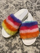 NIP Girl s Steve Madden Colorful Rainbow Slides Casual Flats Slip-on Shoes 4