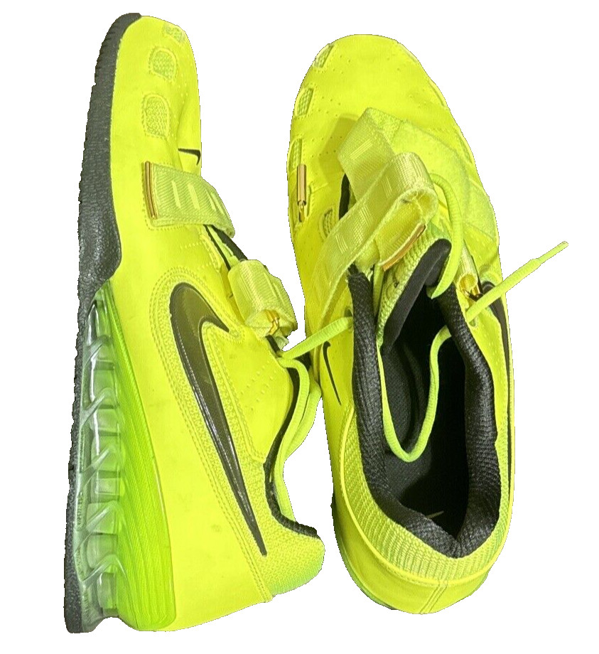Nike Romaleos 2 Volt Size 12 Men Power Lifting Shoes Neon Green Power Bridge B2