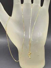 10K Solid Yellow Gold Womans Box Link Necklace Chain 20" new