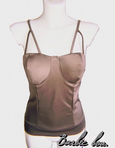 Top S Contenitivo Beige Marrone Donna Corsetto Coppe Imbottite Bustino 42 - Foto 10 di 12