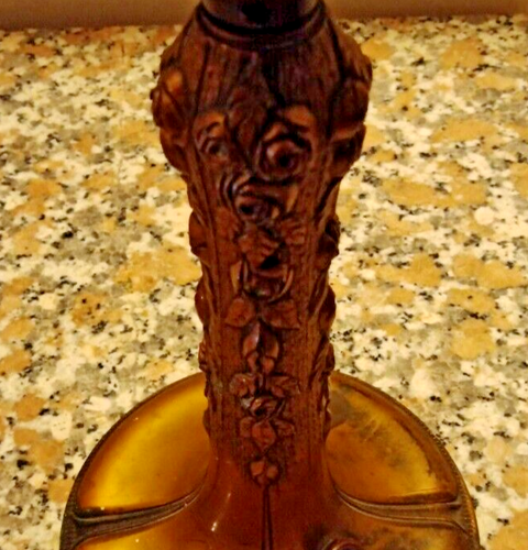 VTG (Pair) Art Nouveau Arts & Craft Heavy "ROSES" Table Lamps 1900-1940 - Picture 9 of 16