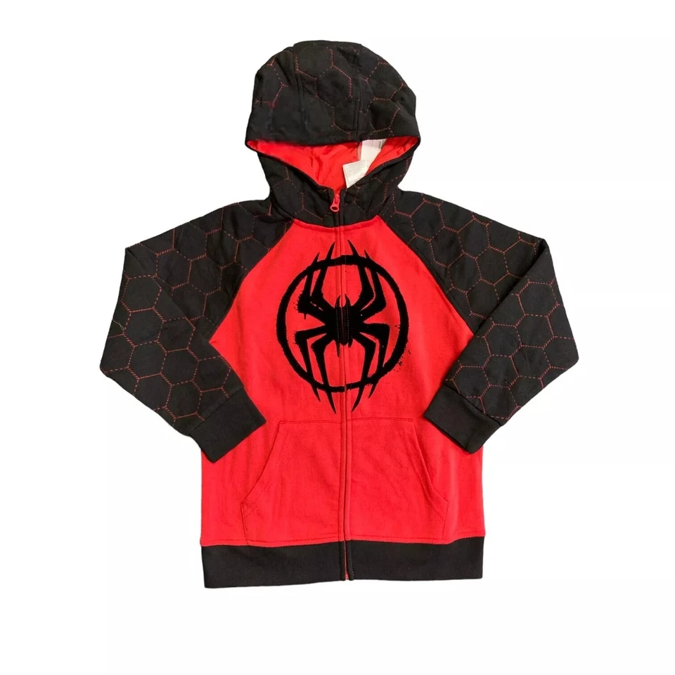Marvel Boy Rojo/Negro Spiderverse Cremallera Completa Manga Larga Conjunto Activo Sudadera con Capucha y Pantalón Foto 2 de 3