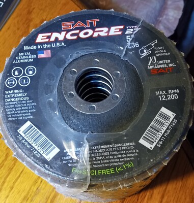United Abrasives-SAIT 71225 Type 27 Encore Flap Disc, 5-Inch x 7/8-Inch Z36 10PK