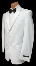 39L Mens White Perry Ellis Tuxedo Jacket with Satin Lapels Cruise Wedding Mason