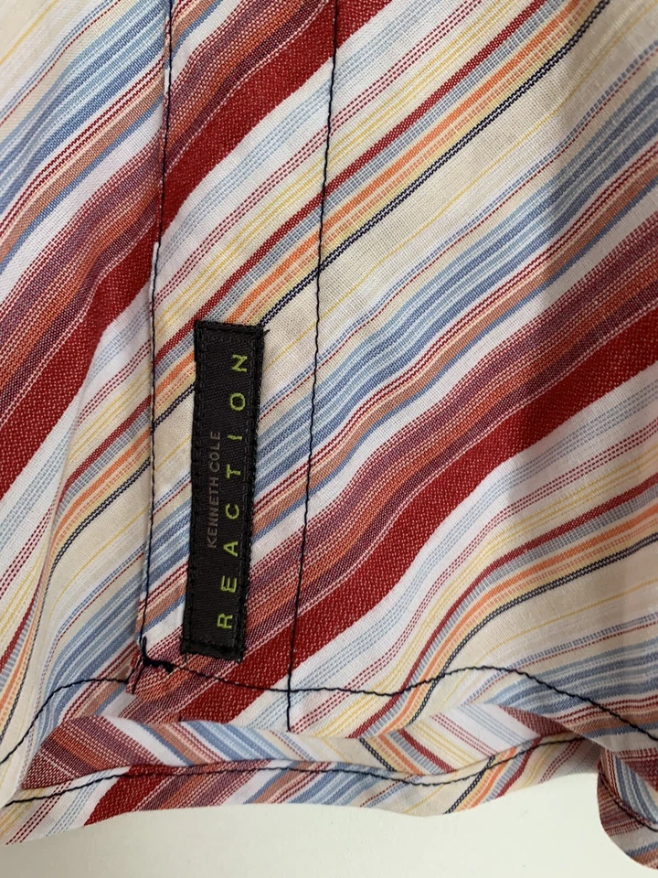 Kenneth Cole Reaction Niño Mediano Rojo Rayas Abotonadas Nuevo Con Etiquetas Foto 4 de 4