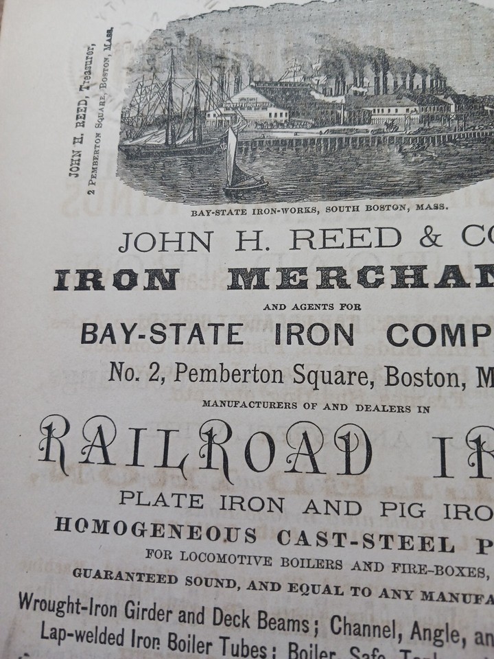 1875 Print Ad JOHN H. REED MERCHANTS Bay State Iron Port Henry Furnace ...