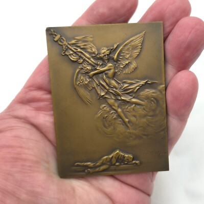 Bronze Medal / Plaque Semi Nude Angel WW1 & 2 Service Award Political