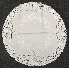 Solid White Wedding Bridal Events Floral Embroidery Fabric 33" Tablecloth Round