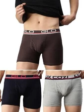 Lux Cozi Men's Cotton Long Trunk Underwear (Pack of 3) Daily Wear Comfortable Al