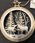 Handcrafted 3D Layered  Wooden Christmas Ornament, with Glitter, Deer in Woods — photo 2