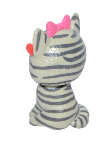 Ty Beanie Boos Cat Kitten Mini Figure Gray Striped Pink Bow Tabby 2" Tall - Picture 4 of 7