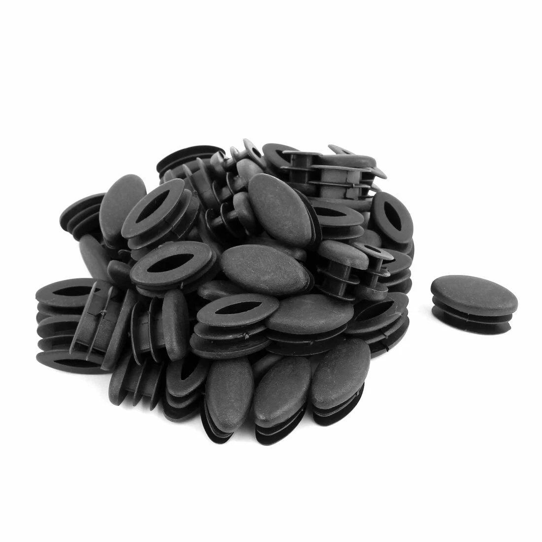 Home Office Plastic Oval Shaped Table Chair Leg Feet Tube Inserts Black 50pcs