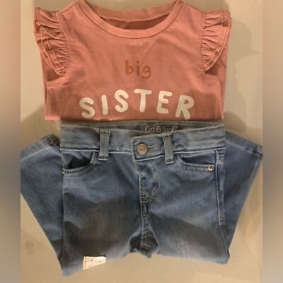 Cat & Jack 2pc Baby Shirt & jeans (18M shirt & 12M jeans) NWT