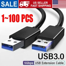 USB 3.0 A Male to A Cable Lot Data Transfer Super Speed Power Charger Metal 3FT