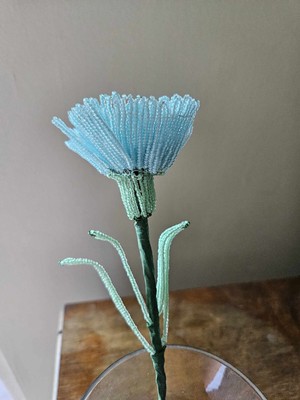 NEW handmade French beaded Flowers Carnation Blue