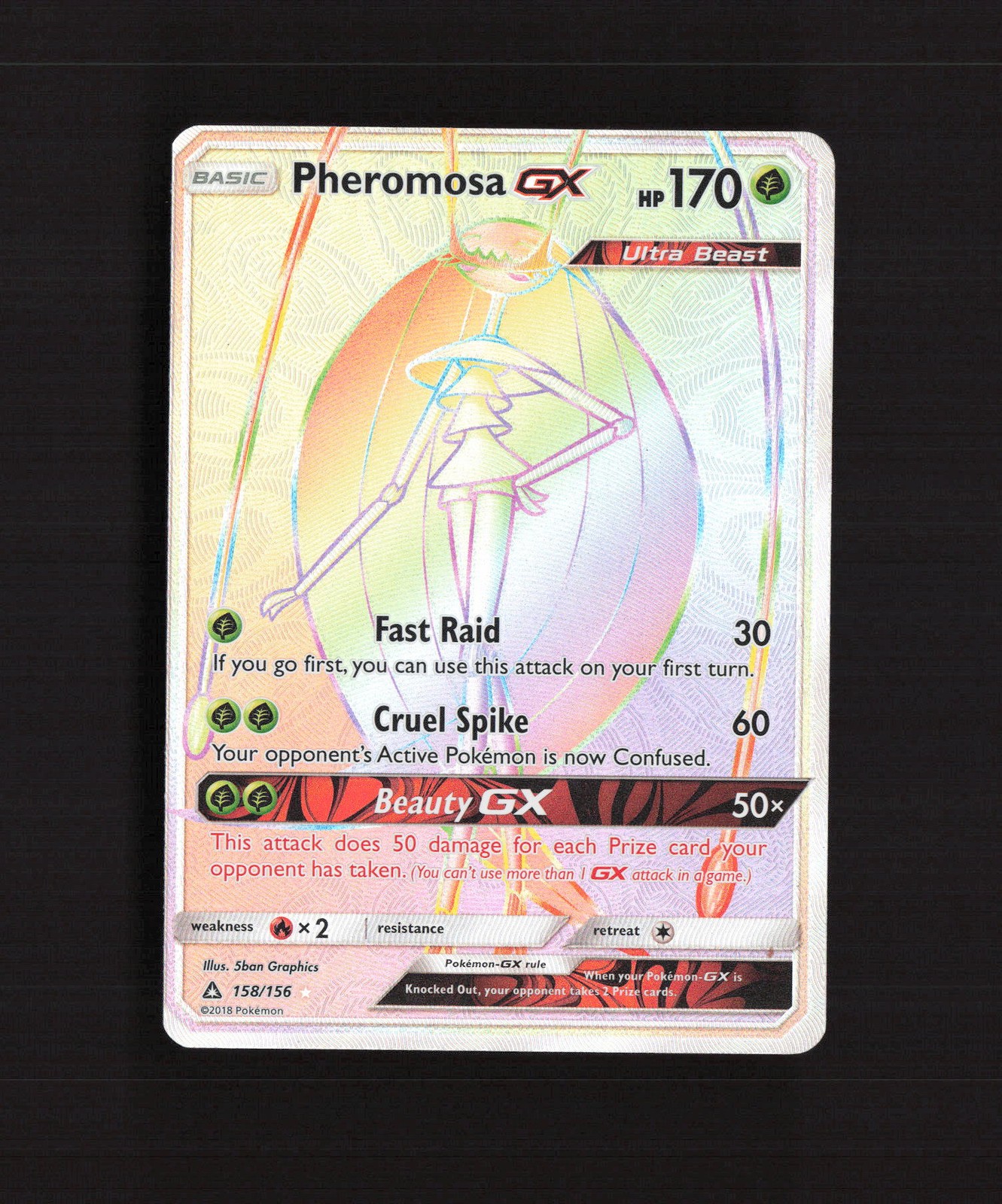 Pheromosa GX 158/156 Ultra Prism Full Art Secret Rare Holo Pokemon Card LP